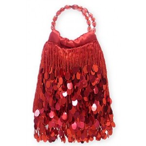 Evening Bag - 12 PCS - Dangling Sequined & Beaded - Red - BG-80085RD